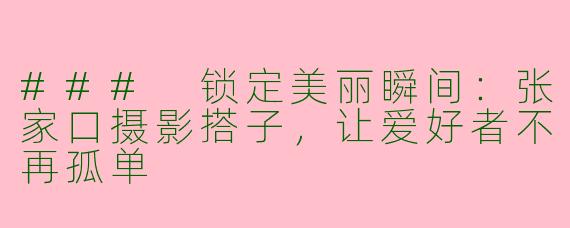 ### 锁定美丽瞬间：张家口摄影搭子，让爱好者不再孤单