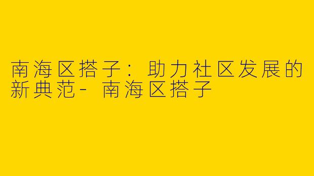 南海区搭子：助力社区发展的新典范-南海区搭子