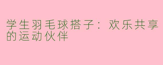 学生羽毛球搭子:欢乐共享的运动伙伴