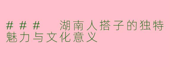 ### 湖南人搭子的独特魅力与文化意义