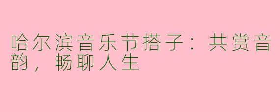 哈尔滨音乐节搭子：共赏音韵，畅聊人生