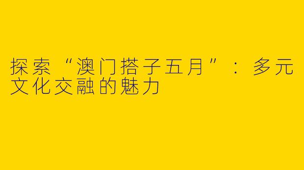 探索“澳门搭子五月”：多元文化交融的魅力