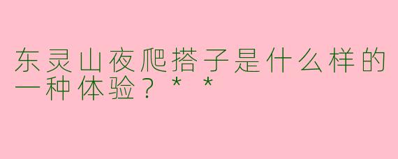 东灵山夜爬搭子是什么样的一种体验？**