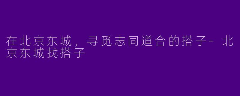 在北京东城，寻觅志同道合的搭子-北京东城找搭子
