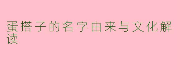 蛋搭子的名字由来与文化解读