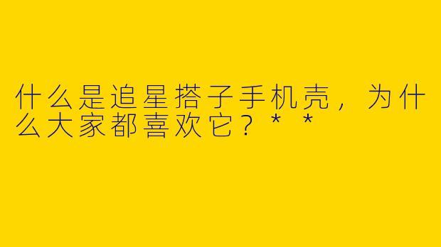什么是追星搭子手机壳,为什么大家都喜欢它?**