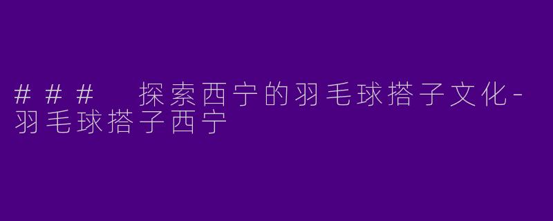 ### 探索西宁的羽毛球搭子文化-羽毛球搭子西宁