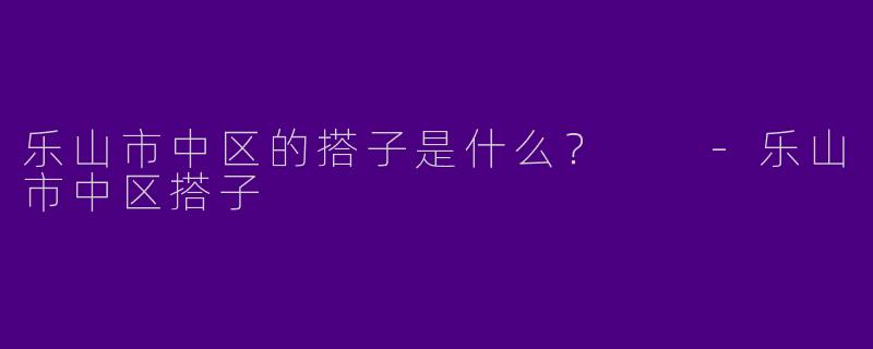 乐山市中区的搭子是什么？  