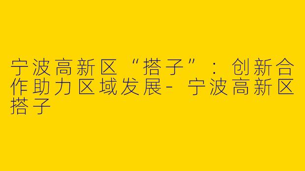 宁波高新区“搭子”：创新合作助力区域发展-宁波高新区搭子