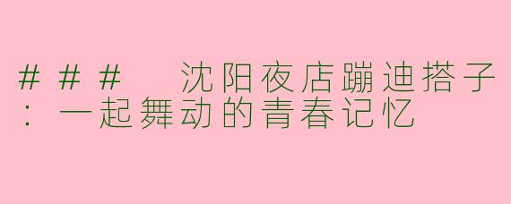 ### 沈阳夜店蹦迪搭子：一起舞动的青春记忆