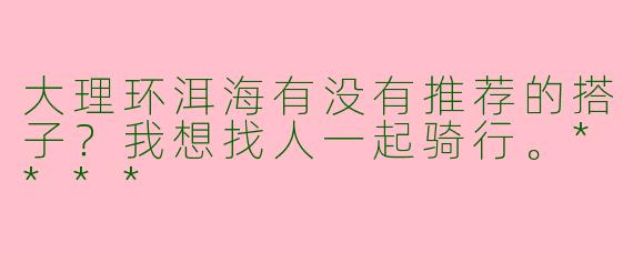 大理环洱海有没有推荐的搭子？我想找人一起骑行。****