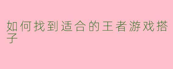 如何找到适合的王者游戏搭子
