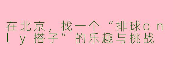 在北京，找一个“排球only搭子”的乐趣与挑战