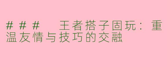 ### 王者搭子固玩：重温友情与技巧的交融