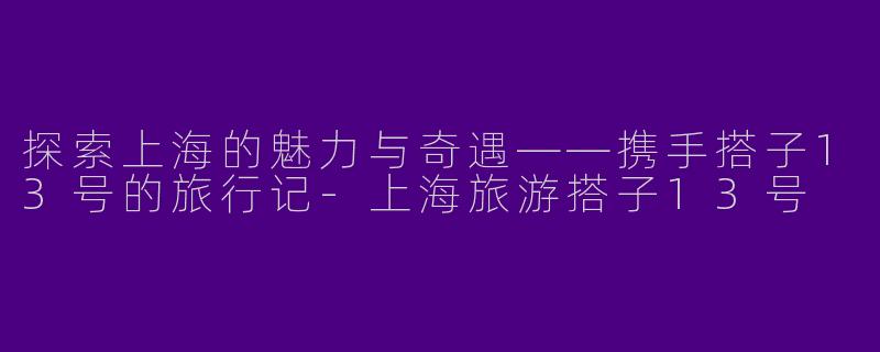 探索上海的魅力与奇遇——携手搭子13号的旅行记-上海旅游搭子13号