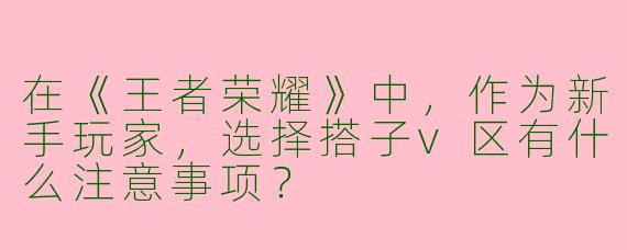 在《王者荣耀》中，作为新手玩家，选择搭子v区有什么注意事项？