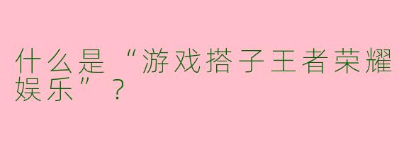 什么是“游戏搭子王者荣耀娱乐”?