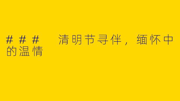 ### 清明节寻伴，缅怀中的温情