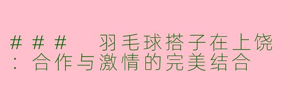 ### 羽毛球搭子在上饶：合作与激情的完美结合