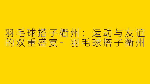 羽毛球搭子衢州：运动与友谊的双重盛宴-羽毛球搭子衢州