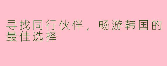 寻找同行伙伴，畅游韩国的最佳选择