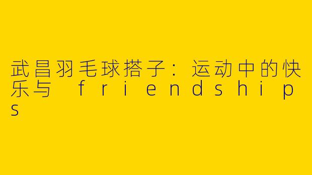 武昌羽毛球搭子：运动中的快乐与 friendships