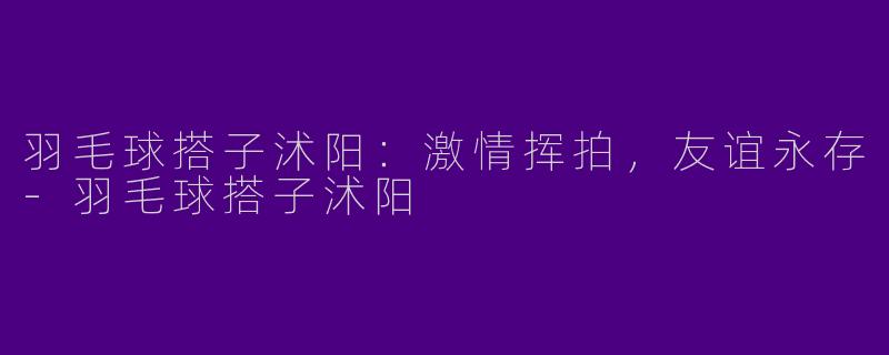 羽毛球搭子沭阳：激情挥拍，友谊永存-羽毛球搭子沭阳