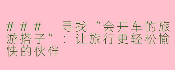 ### 寻找“会开车的旅游搭子”：让旅行更轻松愉快的伙伴