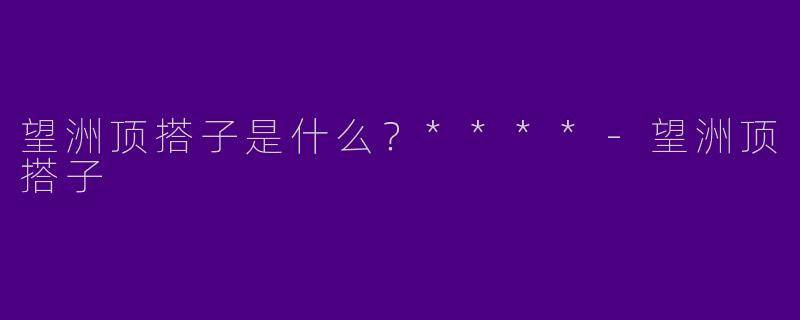 望洲顶搭子是什么？****