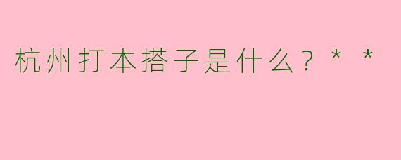 杭州打本搭子是什么？**