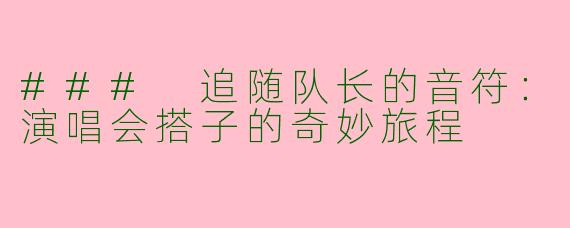 ### 追随队长的音符：演唱会搭子的奇妙旅程