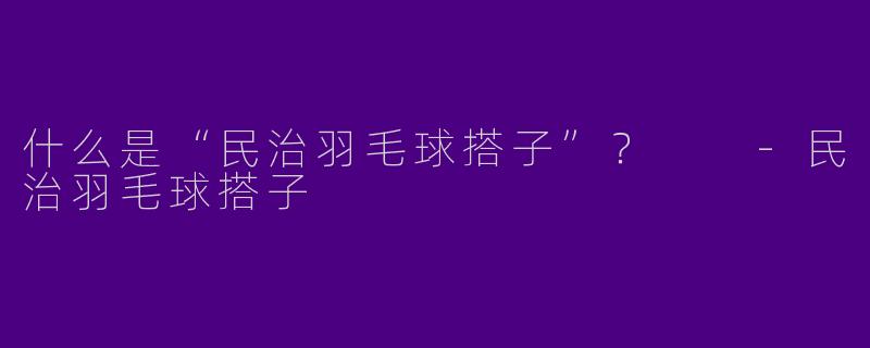 什么是“民治羽毛球搭子”？  