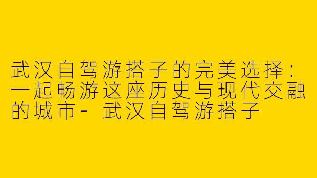 武汉自驾游搭子的完美选择：一起畅游这座历史与现代交融的城市-武汉自驾游搭子