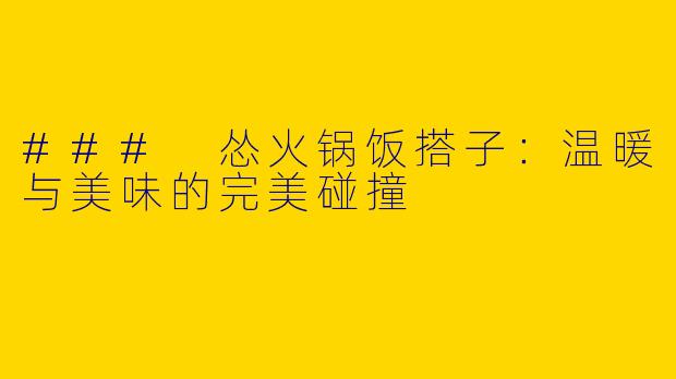 ### 怂火锅饭搭子：温暖与美味的完美碰撞