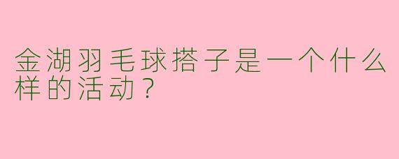 金湖羽毛球搭子是一个什么样的活动？  