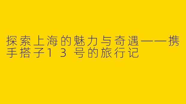 探索上海的魅力与奇遇——携手搭子13号的旅行记