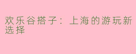 欢乐谷搭子：上海的游玩新选择