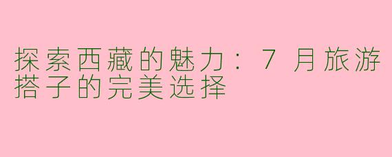 探索西藏的魅力：7月旅游搭子的完美选择