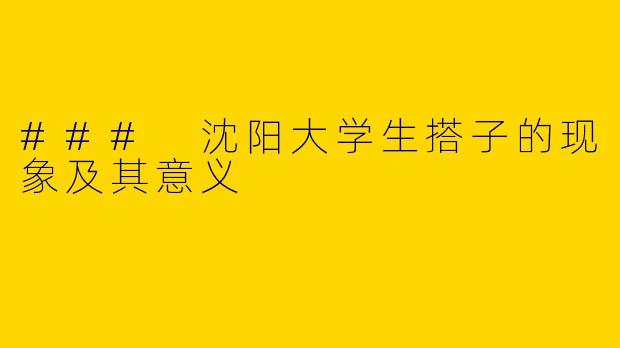 ### 沈阳大学生搭子的现象及其意义