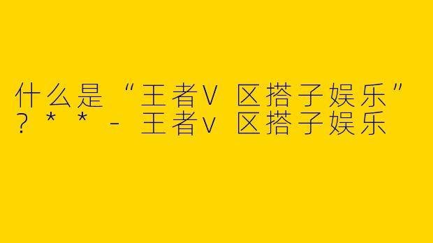 什么是“王者V区搭子娱乐”？**-王者v区搭子娱乐
