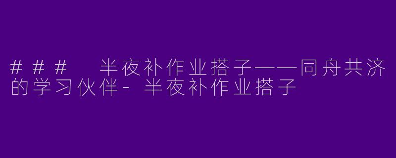 ### 半夜补作业搭子——同舟共济的学习伙伴-半夜补作业搭子