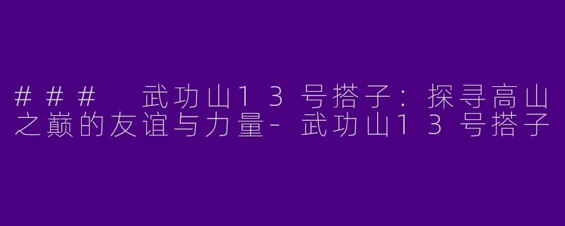 ### 武功山13号搭子：探寻高山之巅的友谊与力量-武功山13号搭子