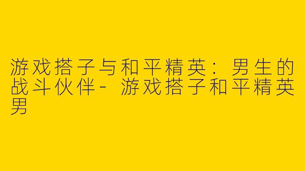 游戏搭子与和平精英：男生的战斗伙伴