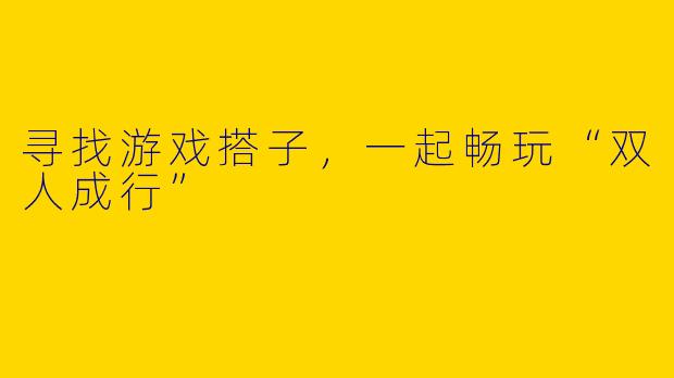 寻找游戏搭子，一起畅玩“双人成行”
