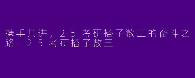 携手共进，25考研搭子数三的奋斗之路-25考研搭子数三