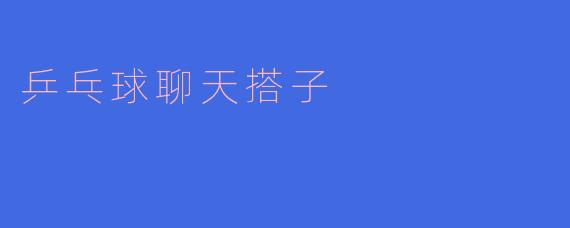 乒乓球聊天搭子——挥拍间的友谊与乐趣