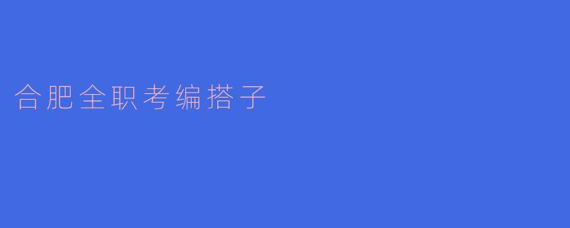 携手共进，合肥全职考编搭子助力升学梦