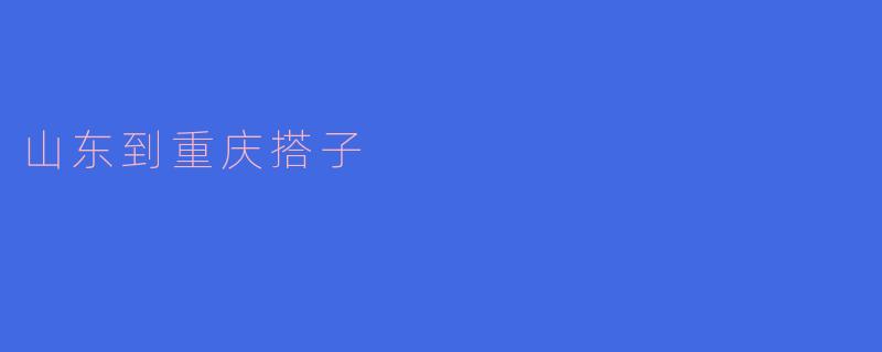 山东到重庆搭子
