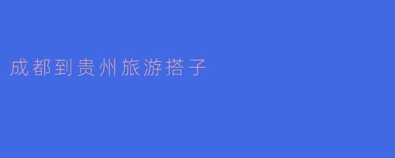 成都到贵州旅游搭子