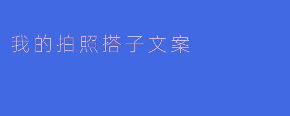 我的拍照搭子文案